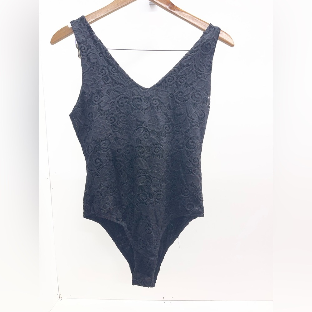 Painted Threads Black Lace Bodysuit
